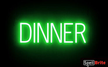 DINNER sign, featuring LED lights that look like neon DINNER signs