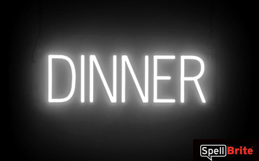 DINNER sign, featuring LED lights that look like neon DINNER signs
