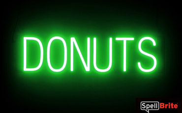 DONUTS sign, featuring LED lights that look like neon DONUT signs