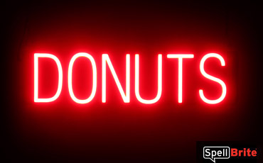 DONUTS sign, featuring LED lights that look like neon DONUT signs