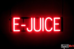 E-JUICE illuminated LED signs that are an alternative to neon signs for your shop