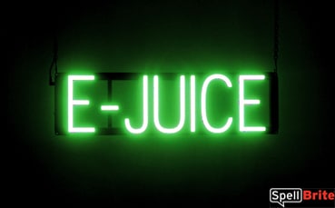 E JUICE sign, featuring LED lights that look like neon E JUICE signs