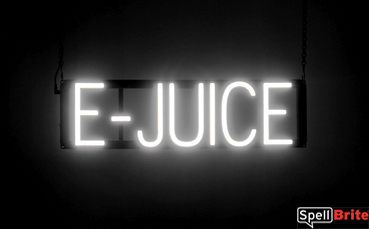 E JUICE sign, featuring LED lights that look like neon E JUICE signs