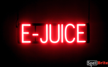 E-JUICE illuminated LED signs that are an alternative to neon signs for your shop