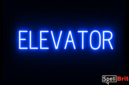 ELEVATOR sign, featuring LED lights that look like neon ELEVATOR signs