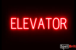 ELEVATOR sign, featuring LED lights that look like neon ELEVATOR signs