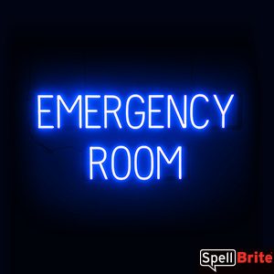 EMERGENCY ROOM Sign - Neon Look, Blue LED Light