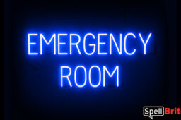 EMERGENCY ROOM sign, featuring LED lights that look like neon EMERGENCY ROOM signs