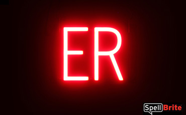 ER sign, featuring LED lights that look like neon ER signs