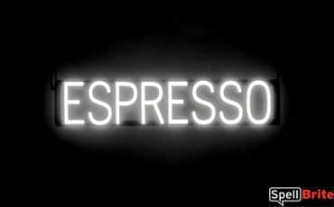 ESPRESSO sign, featuring LED lights that look like neon ESPRESSO signs