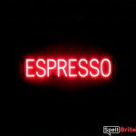 ESPRESSO sign, featuring LED lights that look like neon ESPRESSO signs