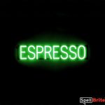 ESPRESSO sign, featuring LED lights that look like neon ESPRESSO signs