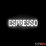 ESPRESSO sign, featuring LED lights that look like neon ESPRESSO signs