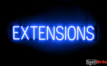 EXTENSIONS sign, featuring LED lights that look like neon EXTENSIONS signs