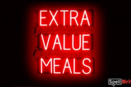 EXTRA VALUE MEALS sign, featuring LED lights that look like neon EXTRA VALUE MEALS signs
