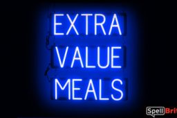 EXTRA VALUE MEALS sign, featuring LED lights that look like neon EXTRA VALUE MEALS signs