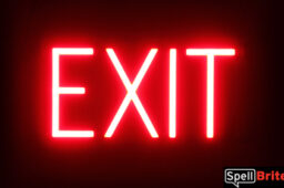 EXIT sign, featuring LED lights that look like neon EXIT signs