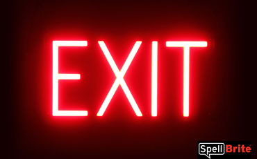 EXIT sign, featuring LED lights that look like neon EXIT signs