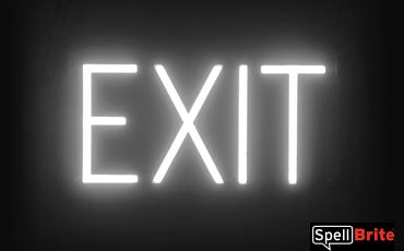 EXIT sign, featuring LED lights that look like neon EXIT signs