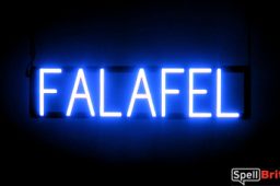 FALAFEL sign, featuring LED lights that look like neon FALAFEL signs