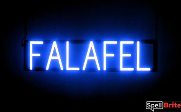 FALAFEL sign, featuring LED lights that look like neon FALAFEL signs