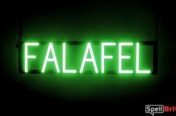 FALAFEL sign, featuring LED lights that look like neon FALAFEL signs