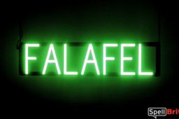 FALAFEL sign, featuring LED lights that look like neon FALAFEL signs