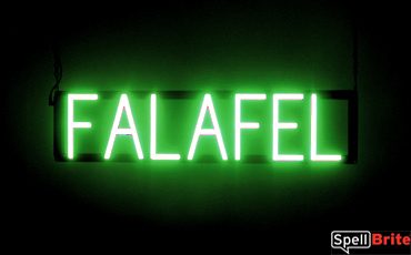 FALAFEL sign, featuring LED lights that look like neon FALAFEL signs