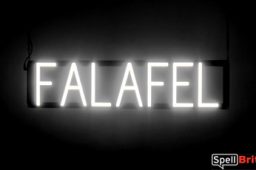 FALAFEL sign, featuring LED lights that look like neon FALAFEL signs