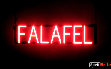 FALAFEL sign, featuring LED lights that look like neon FALAFEL signs