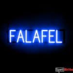 FALAFEL sign, featuring LED lights that look like neon FALAFEL signs