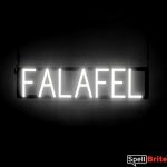 FALAFEL sign, featuring LED lights that look like neon FALAFEL signs