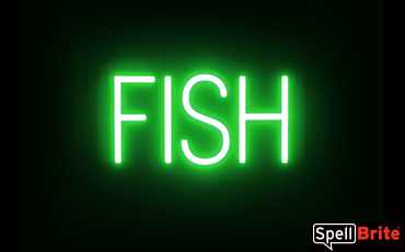FISH sign, featuring LED lights that look like neon FISH signs