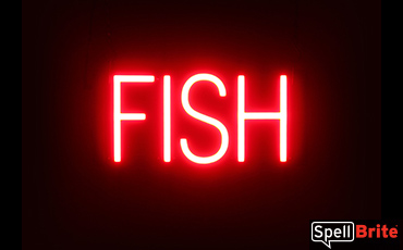 FISH sign, featuring LED lights that look like neon FISH signs