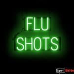 FLU SHOTS sign, featuring LED lights that look like neon FLU SHOTS signs