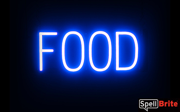 FOOD sign, featuring LED lights that look like neon FOOD signs