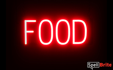 FOOD sign, featuring LED lights that look like neon FOOD signs