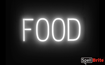 FOOD sign, featuring LED lights that look like neon FOOD signs