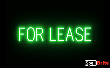 FOR LEASE sign, featuring LED lights that look like neon FOR LEASE signs