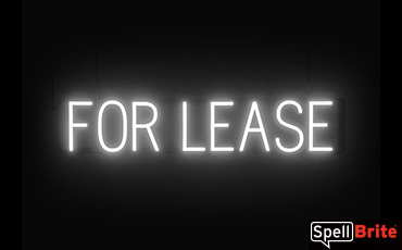 FOR LEASE sign, featuring LED lights that look like neon FOR LEASE signs