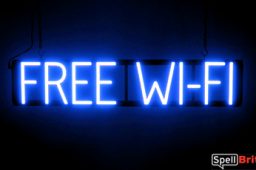 FREE WI FI sign, featuring LED lights that look like neon FREE WI FI signs