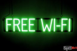 FREE WI FI sign, featuring LED lights that look like neon FREE WI FI signs