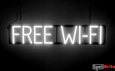 FREE WI FI sign, featuring LED lights that look like neon FREE WI FI signs