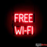 FREE WI FI sign, featuring LED lights that look like neon FREE WI FI signs