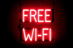 FREE WI-FI lighted LED signs that look like neon signage for your business