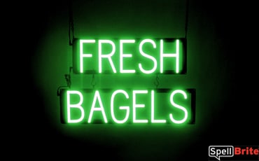 FRESH BAGELS sign, featuring LED lights that look like neon FRESH BAGELS signs