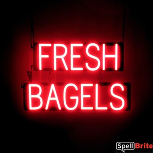 FRESH BAGELS LED lighted signs that look like a neon sign for your coffee shop