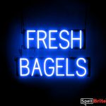FRESH BAGELS sign, featuring LED lights that look like neon FRESH BAGELS signs