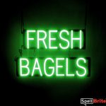 FRESH BAGELS sign, featuring LED lights that look like neon FRESH BAGELS signs