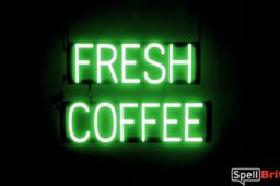 FRESH COFFEE sign, featuring LED lights that look like neon FRESH COFFEE signs